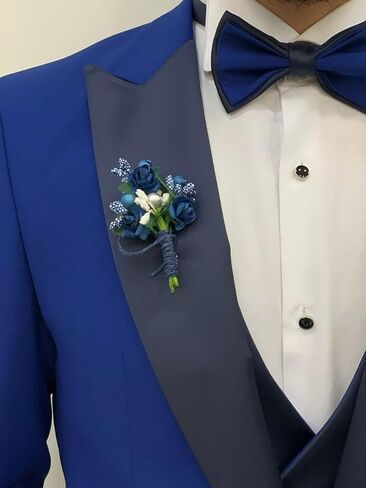 Mens Slim Fit Suit 3 Piece, Wedding Prom Party Business Tuxedo, Double Breasted Blazer Vest and Pants with Bow Tie in Saudi Arabia