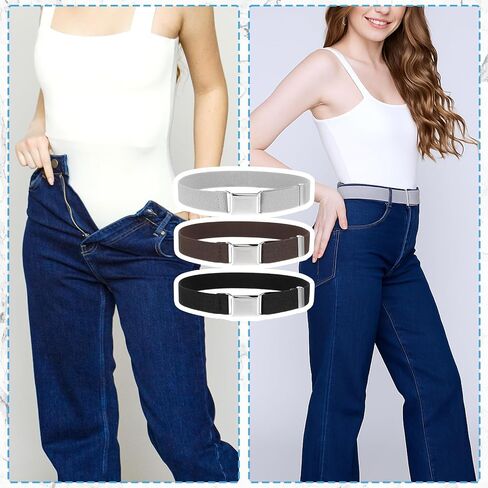 Bremorou Toddler Boy Belt مجموعة حزام تمدد مرن قابل للتعديل مع مربع مربعة مربعة للأولاد فتاة الأطفال بنطلون جينز موحد (أسود ، رمادي فضية ، قهوة) in Saudi Arabia