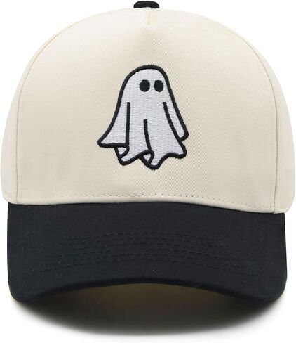 Halloween Ghost Trucker Hat, Goth Embroidered Baseball Caps for Men & Women, Cute Spooky Gifts for Festival Wear in Saudi Arabia