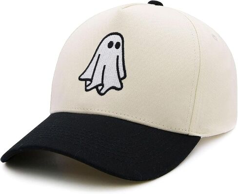 Halloween Ghost Trucker Hat, Goth Embroidered Baseball Caps for Men & Women, Cute Spooky Gifts for Festival Wear in Saudi Arabia