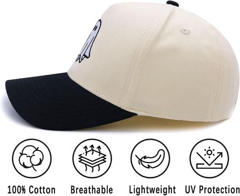 Halloween Ghost Trucker Hat, Goth Embroidered Baseball Caps for Men & Women, Cute Spooky Gifts for Festival Wear in Saudi Arabia