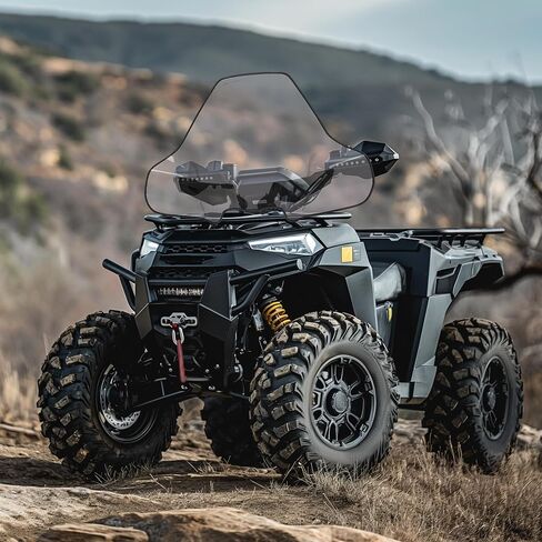 Kuafu 22 بوصة قفل وركوب الزجاج الأمامي متوافق مع 2015-2023 Polaris Sportsman Touring XP 1000 450 570 850 SP EPS Premium Mid View Windscreen - Smoke in Saudi Arabia