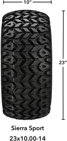 عربة RM مقاس 14 بوصة Warlock أسود/أحمر على إطار رياضي Sierra مقاس 23x10-14 (مجموعة من 4) | مجموعة إطارات وعجلات عربة الجولف مع صواميل العروة القياسية in Kuwait