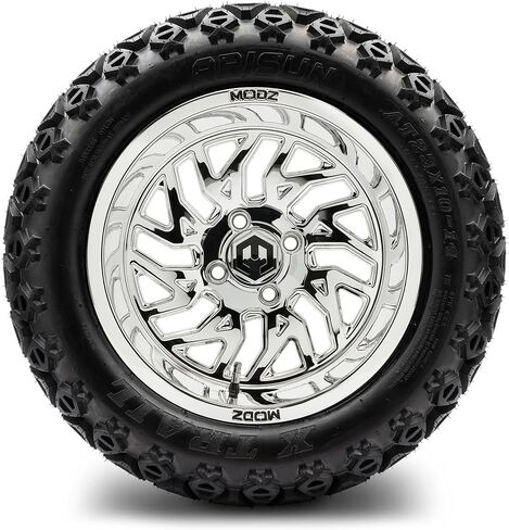 Modz® Carnage Black Ball Mill 14 "Golf Cart Wheels و Arisun X-Trail (23x10-14) Dot All-Terrain Golf Cart Cart Combo-مجموعة من 4 in Saudi Arabia