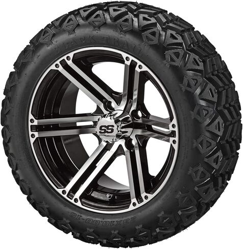 RM Cart – 15" Yukon Matte Black on 23x10-15 Black Trail Tires (Set of 4) | Fits Standard Lug Nuts | Golf Cart Tires and Wheels Combo in Saudi Arabia