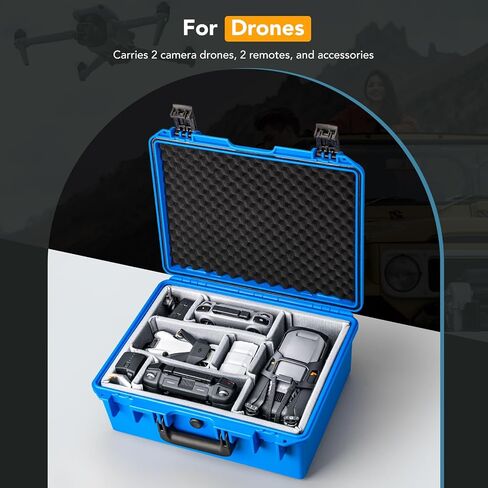 Lykus PVC1 Waterproof Hard Case with Padded Dividers for Cameras, Lenses, Dual DJI Mavic/Air/Mini drones in Saudi Arabia