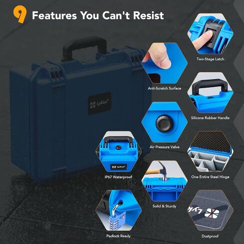 Lykus PVC1 Waterproof Hard Case with Padded Dividers for Cameras, Lenses, Dual DJI Mavic/Air/Mini drones in Saudi Arabia