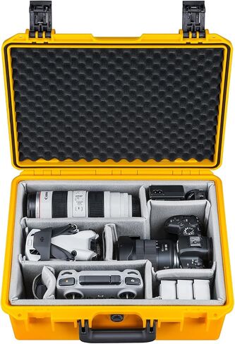 Lykus PVC1 Waterproof Hard Case with Padded Dividers for Cameras, Lenses, Dual DJI Mavic/Air/Mini drones in Saudi Arabia