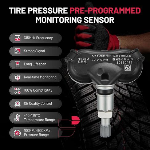 مستشعر BDFHYK TPMS متوافق مع Acura MDX RL TL، Honda Odyssey Pilot Ridgeline 315Mhz مستشعر مراقبة ضغط الإطارات المبرمج يستبدل # 06421-S3V-A04، 06421S3VA04 in Kuwait