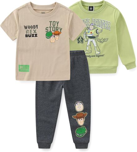 Disney Toy Story Woody and Buzz Lightyear Boys T-Shirt Sweatshirt and Pants 3 Piece Set for Toddler and Big Kids in Saudi Arabia