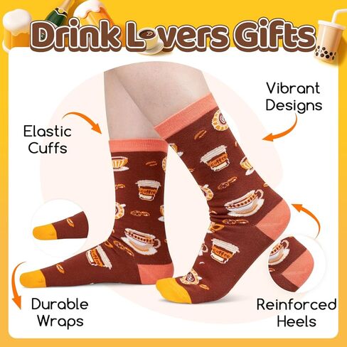 zmart هدايا مجنونة مضحكة للفتيات المراهقات، جوارب هدايا القهوة لمحبي القهوة، هدايا الشرب، هدايا لمحبي المشروبات، مواد تخزين للنساء in Kuwait