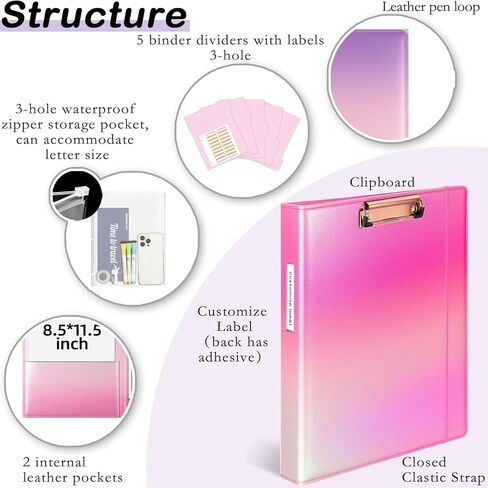 فواصل مجلدة مع علامات تبويب، فواصل لـ 3 مجلدات حلقية، 5 علامات تبويب، أسود كلاسيكي (11 بوصة طول × 8.5 بوصة عرض) in Kuwait