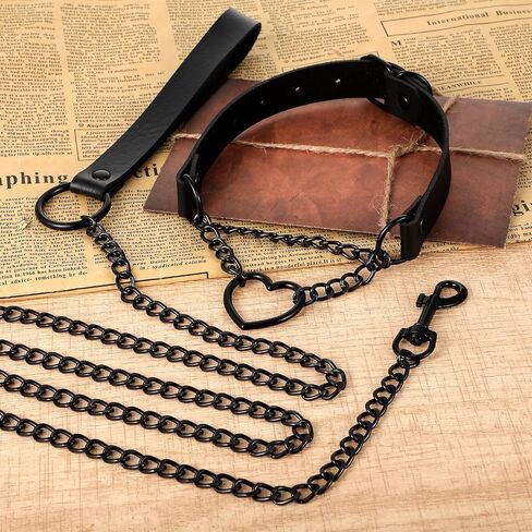 Choker Necklace for Women Black Heart Leather Collar Gothic Jewelry Punk Choker Collar O-ring Slip Chain Necklace Accessories Body Chain Belt Jewelry for Halloween Cosplay in Saudi Arabia