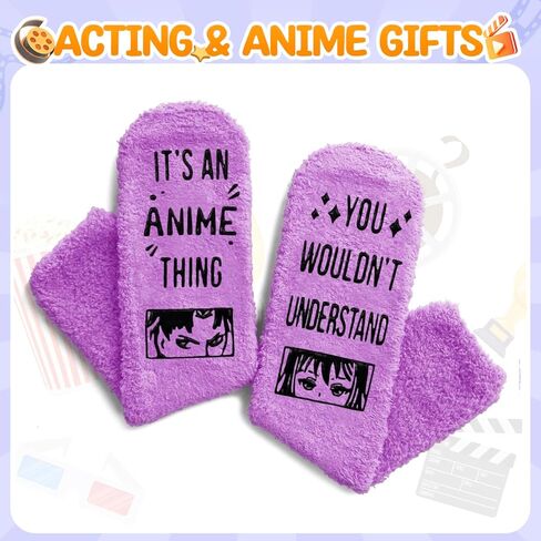 هدايا الرسوم المتحركة HAPPYPOP لمحبي الرسوم المتحركة النساء والفتيات المراهقات، جوارب الرسوم المتحركة الغامضة، أشياء أنيمي، منتجات الرسوم المتحركة باللون الأرجواني in Kuwait