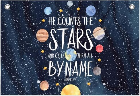 كريستيان فضاء ، لافتة جدار الصحة العقلية ، ديكور حضانة فضاء ، نظام شمسي الأزرق الأزرق ، الكتاب المقدس ، لافتة شنقا لافتة الجدار ديكور فني للأطفال in Kuwait