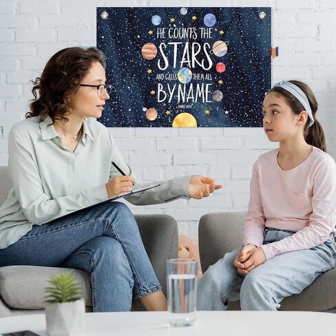 كريستيان فضاء ، لافتة جدار الصحة العقلية ، ديكور حضانة فضاء ، نظام شمسي الأزرق الأزرق ، الكتاب المقدس ، لافتة شنقا لافتة الجدار ديكور فني للأطفال in Kuwait