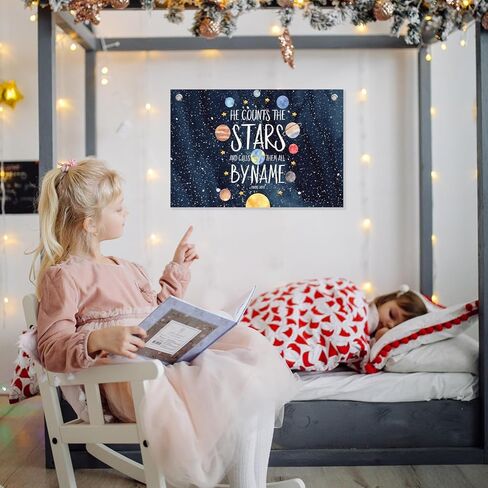 كريستيان فضاء ، لافتة جدار الصحة العقلية ، ديكور حضانة فضاء ، نظام شمسي الأزرق الأزرق ، الكتاب المقدس ، لافتة شنقا لافتة الجدار ديكور فني للأطفال in Kuwait