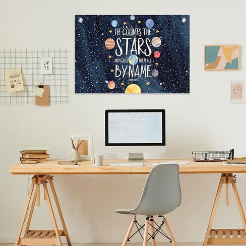 كريستيان فضاء ، لافتة جدار الصحة العقلية ، ديكور حضانة فضاء ، نظام شمسي الأزرق الأزرق ، الكتاب المقدس ، لافتة شنقا لافتة الجدار ديكور فني للأطفال in Kuwait