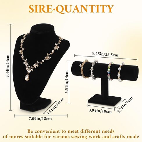 5 Pcs Jewelry Display Set Necklace Display Stand T Bar Bracelet Holder Jewelry Bust for Home Store Trade Show(Black) in Saudi Arabia