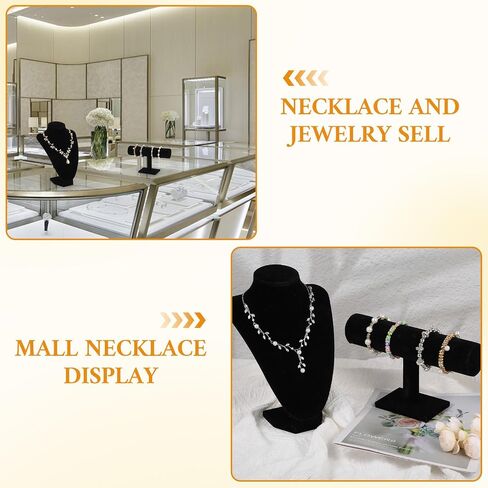 5 Pcs Jewelry Display Set Necklace Display Stand T Bar Bracelet Holder Jewelry Bust for Home Store Trade Show(Black) in Saudi Arabia