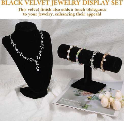 5 Pcs Jewelry Display Set Necklace Display Stand T Bar Bracelet Holder Jewelry Bust for Home Store Trade Show(Black) in Saudi Arabia