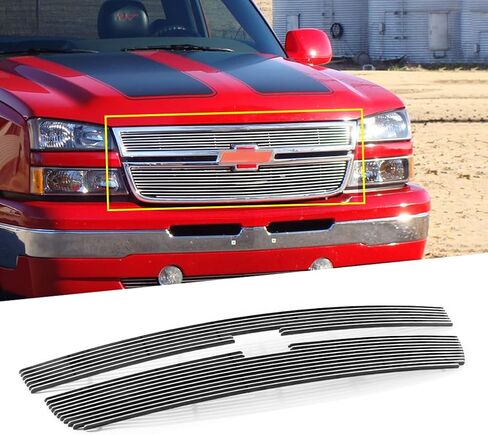 متوافق مع 2006 Chevy Silverado 1500 & 05-06 2500HD 3500 & 07 Classic Main Grille Insert Combo (Aluminium ، Chrome Billet Grille) in Saudi Arabia