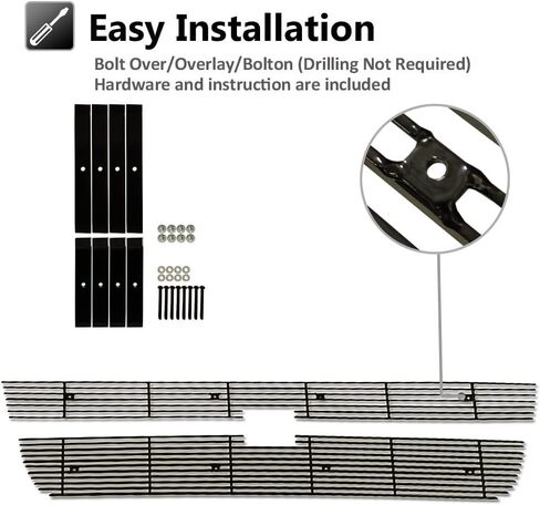 متوافق مع 2006 Chevy Silverado 1500 & 05-06 2500HD 3500 & 07 Classic Main Grille Insert Combo (Aluminium ، Chrome Billet Grille) in Saudi Arabia