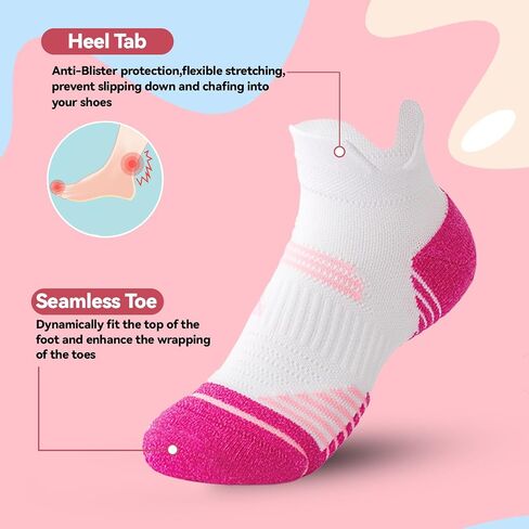 Ankle Compression Socks for Women Athletic Running Socks Cushioned Low Cut with Arch Support (5 Pairs) in Saudi Arabia