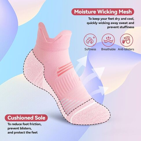 Ankle Compression Socks for Women Athletic Running Socks Cushioned Low Cut with Arch Support (5 Pairs) in Saudi Arabia