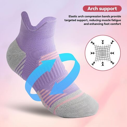Ankle Compression Socks for Women Athletic Running Socks Cushioned Low Cut with Arch Support (5 Pairs) in Saudi Arabia