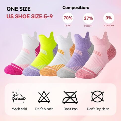 Ankle Compression Socks for Women Athletic Running Socks Cushioned Low Cut with Arch Support (5 Pairs) in Saudi Arabia