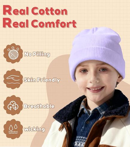 100% Cotton Baby Beanie Toddler Boys Girls Kids Winter Hat Knit Winter Warm Cap Newborn Infant Cuffed Caps in Kuwait