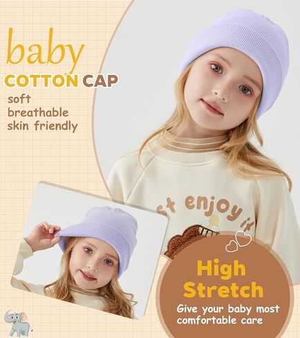 100% Cotton Baby Beanie Toddler Boys Girls Kids Winter Hat Knit Winter Warm Cap Newborn Infant Cuffed Caps in Kuwait
