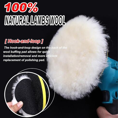 OKAYDA Wool Polishing Pad 5in 5pcs All Natural Premium 100% Sheepskin Buffing Pads for Drill Fits Automotive Car Polish Auto Paint, Boat Marine Epoxy (5, 5in) in Kuwait
