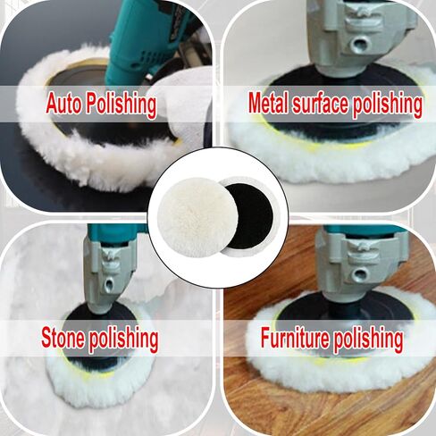 OKAYDA Wool Polishing Pad 5in 5pcs All Natural Premium 100% Sheepskin Buffing Pads for Drill Fits Automotive Car Polish Auto Paint, Boat Marine Epoxy (5, 5in) in Kuwait