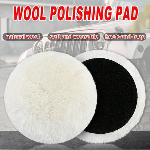 OKAYDA Wool Polishing Pad 5in 5pcs All Natural Premium 100% Sheepskin Buffing Pads for Drill Fits Automotive Car Polish Auto Paint, Boat Marine Epoxy (5, 5in) in Kuwait
