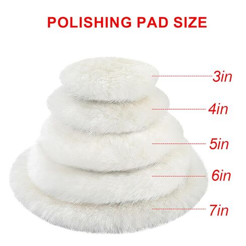 OKAYDA Wool Polishing Pad 5in 5pcs All Natural Premium 100% Sheepskin Buffing Pads for Drill Fits Automotive Car Polish Auto Paint, Boat Marine Epoxy (5, 5in) in Kuwait