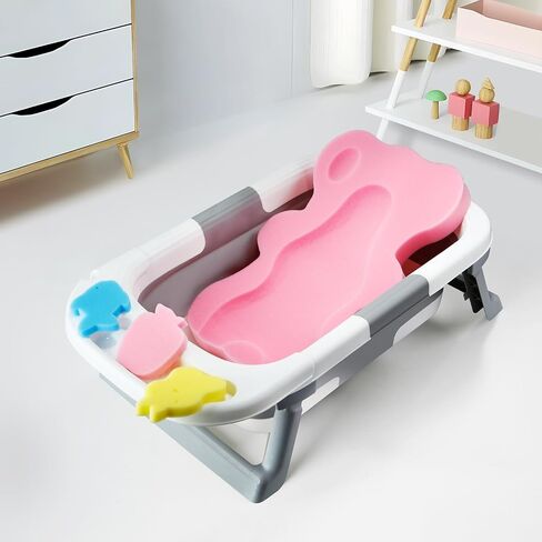 PandaEar Baby Bath Sponge Infant Soft Bath Sponge Mat, Baby Bath Mat Newborn Odor Free Bath Cushion, Blue in Saudi Arabia