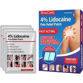 4% Lidocaine Pain Relief Patches Maximum Strength (8 Count),Gel Pain Patches for Back Knee Joint Neck Shoulder Muscle Pain Relief in Kuwait