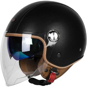 Open Face Motorcycle Helmets, DOT Approved 3/4 Moped Helmet Dual Visor Quick Release Buckle, Motorcycle Helmets for Adults, Vintage Helmets for Moped Scooter in Kuwait