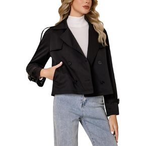 معطف الخندق المزروع للنساء المزدوج الصدر غير الرسمي العصري الطويل الأكمام الطويلة in Kuwait