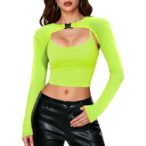 Zando Mesh Crop Tops for Women - Sexy Rave Outfits for Women Beloro Shurg See Through Top Sheer Long Sleeve Arm Cover Up in Kuwait
