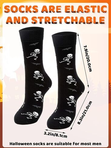 Halloween Socks, 4 Pairs Funny Halloween Socks for Men 4 Styles Cotton Crew Sock Gift in Saudi Arabia