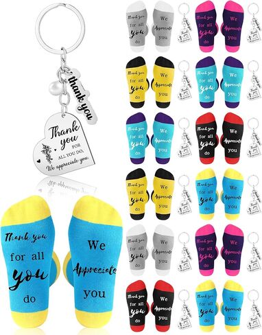 24 PCS موظف هدايا شكرا لكم على كل ما تفعل الجوارب مفاتيح المفاتيح الفولاذ المقاوم للصدأ لفريق زميل العمل في الموظفين in Kuwait