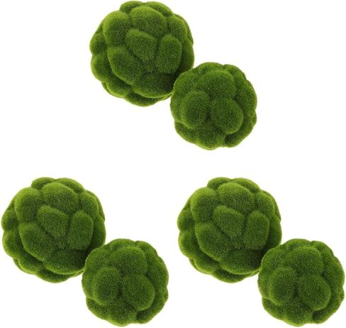 DOITOOL Green Moss Balls: 6Pcs Green Balls Decorative for Bowl - Simulated Moss Ball Spheres Decorative Ball Artificial Plant Ornament for Vase Filler Garden Wedding Party Decoration (3.9in + 4.7in) in Saudi Arabia