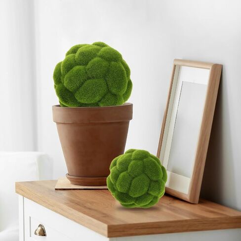 DOITOOL Green Moss Balls: 6Pcs Green Balls Decorative for Bowl - Simulated Moss Ball Spheres Decorative Ball Artificial Plant Ornament for Vase Filler Garden Wedding Party Decoration (3.9in + 4.7in) in Saudi Arabia