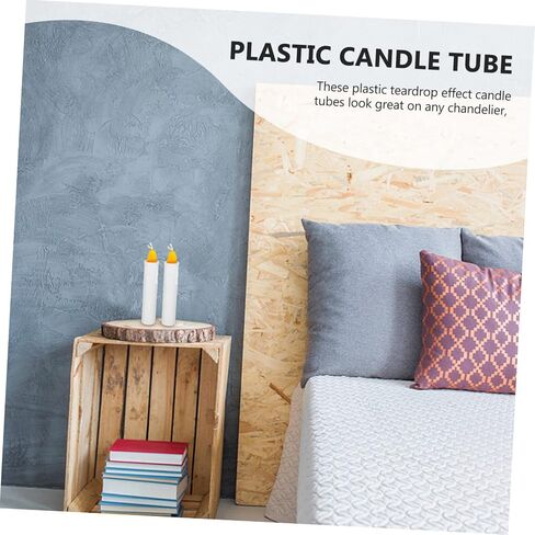 20pcs Plastic Candle Tube Teardrop Shape Candle Lamp Base Sleeve for Chandelier Lanterns in Saudi Arabia