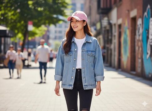 قبعة سوداء مناسبة للجنسين، قبعة K-pop، قبعة بيسبول مع سلسلة حلقية، قبعة معدنية، قبعة فريدة من نوعها، قبعة مع نجمة in Kuwait