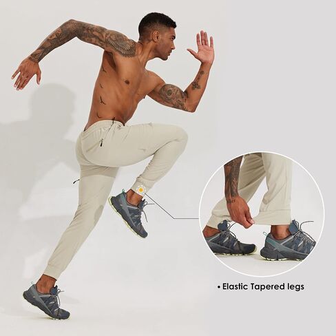 Men's Outdoor Joggers Athletic Hiking Pants Quick Dry with Zipper Pockets in Saudi Arabia