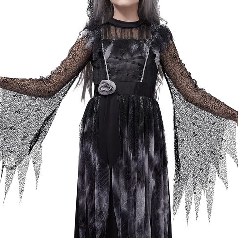 Spooktacular Creations Haunted Princess Costumes for Girls, Kids Scary Cemetery Bride Dress, Zombie Gothic Outfits with Headband for Halloween Ghost Role Playing Parties in Saudi Arabia